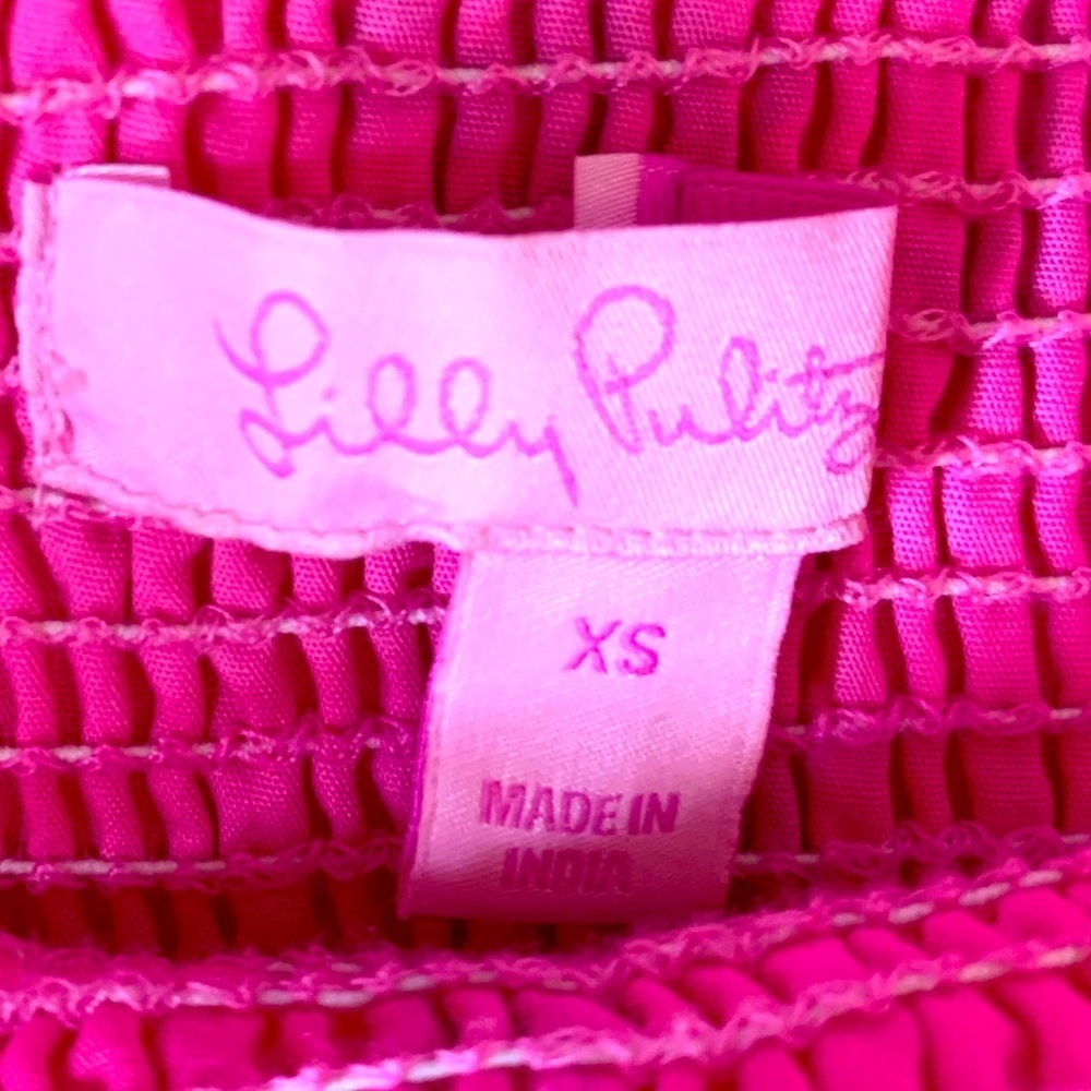 Lilly Pulitzer Misha Cotton Spaghetti Strap Smocked In Hotty PinkDress SZ XS! - Picture 5 of 9